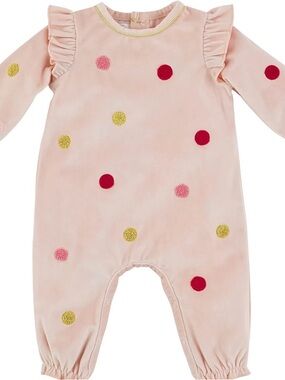 Mud Pie velour polka dot one-piece romper